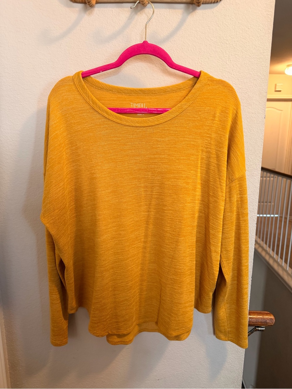 Time and Tru Loose Knit Crewneck Sweatshirt in Mustard